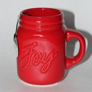 Debi Lilly Ceramic Uplifting Mason Mug Vase 5" tall - Red Joy